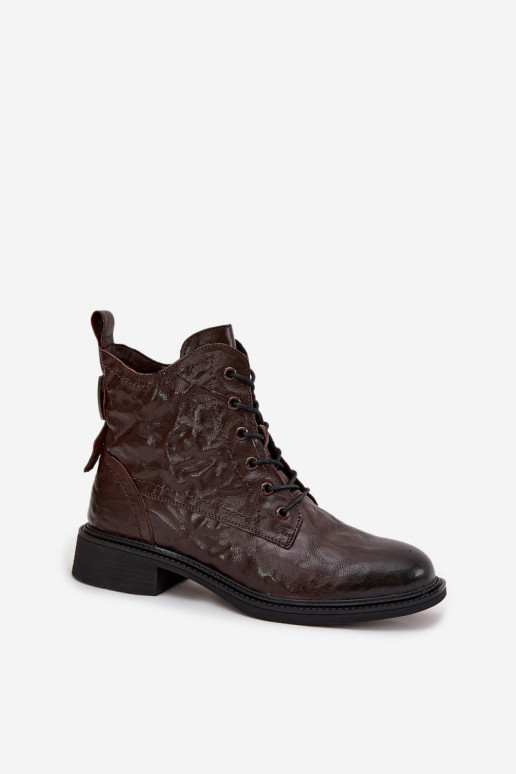 Dámské podpatky Z Naturalnej Skóry zateplené Artiker 57C1005 Czekoladowe