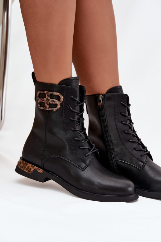 Dřeváky  s širokými podpatky s ornamenty zateplené Artiker 57C1064 Černé