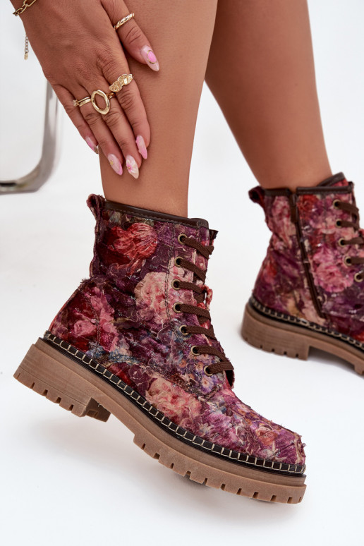  Dámské podpatky zateplené Artiker 57C1055 vínová