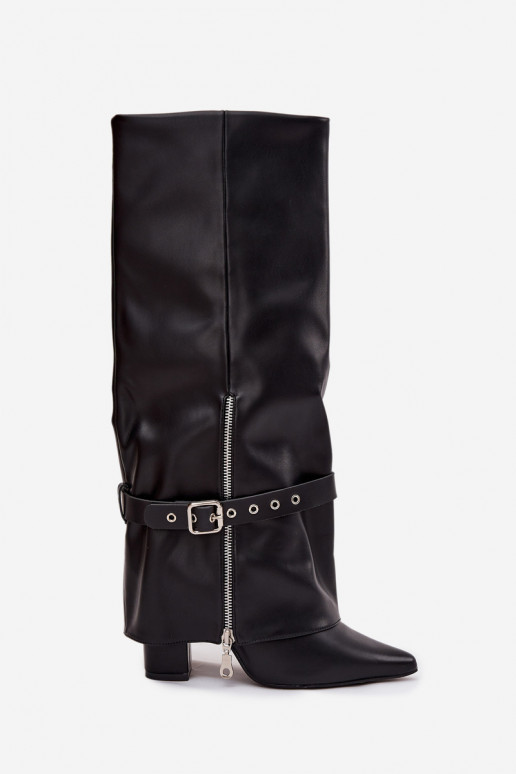 dámské dlouhé boty Slip-on vzor s podpatky se zdobenými podpatky Eko  Černé Jolivine