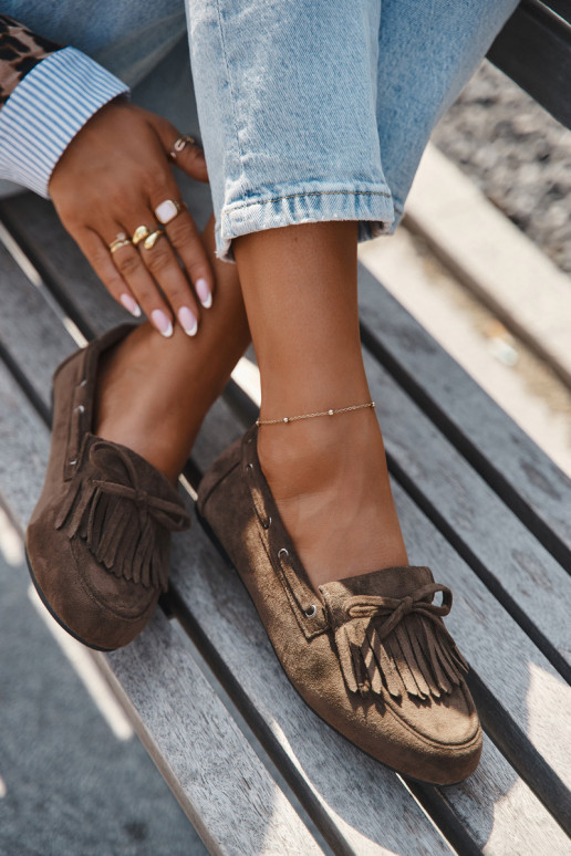 Dámské mokasíny se střapci I Kokardką khaki Olivianne Dámské mokasíny se střapci I Kokardką khaki Olivianne