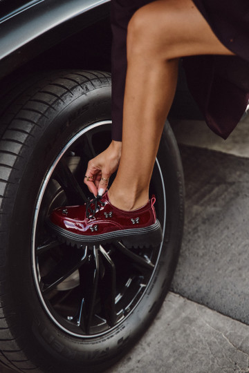 s efektem laku  boty  Z Przypinkami Artiker 57C0336 vínová