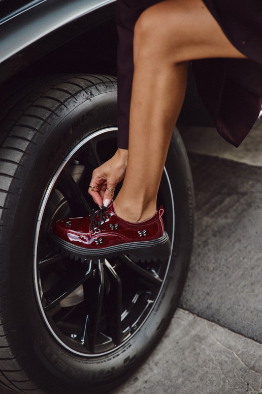 s efektem laku  boty  Z Przypinkami Artiker 57C0336 vínová