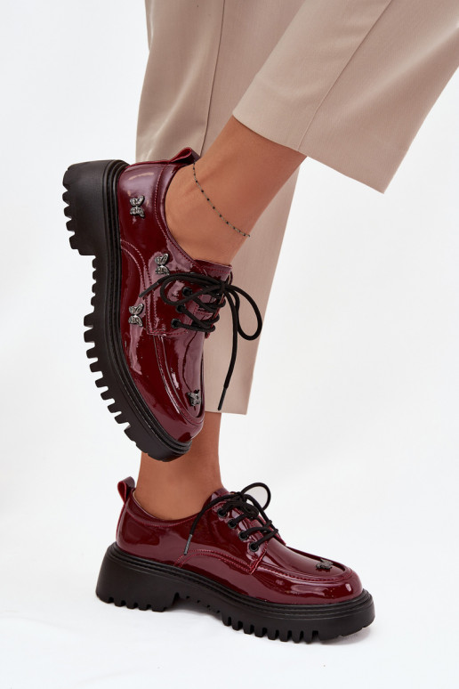 s efektem laku  boty  Z Przypinkami Artiker 57C0336 vínová