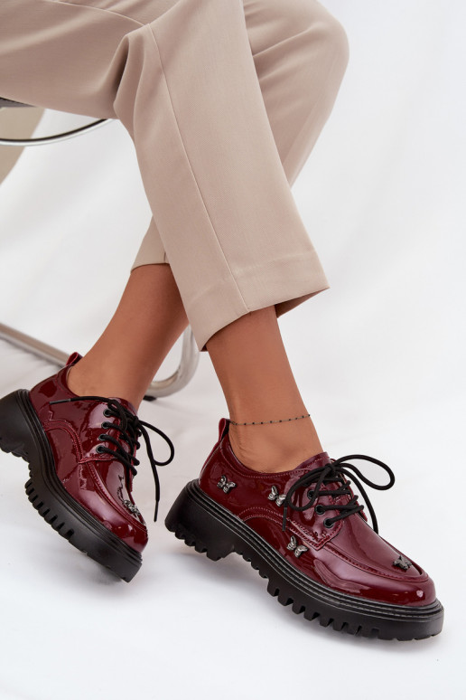 s efektem laku  boty  Z Przypinkami Artiker 57C0336 vínová