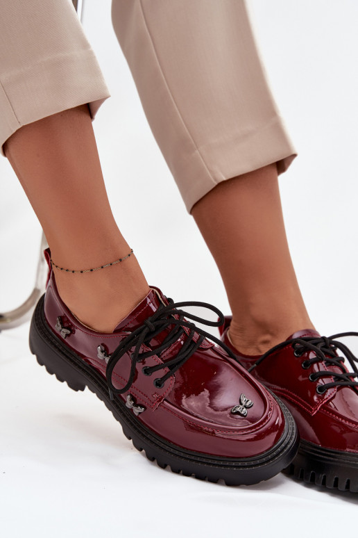 s efektem laku  boty  Z Przypinkami Artiker 57C0336 vínová