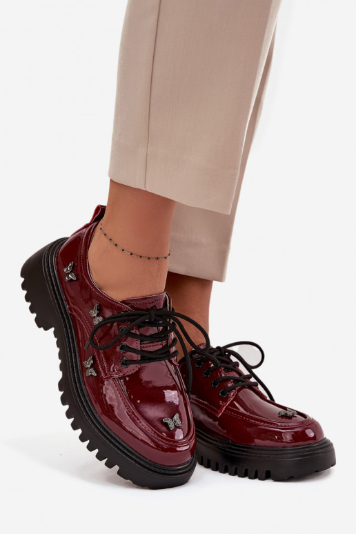 s efektem laku  boty  Z Przypinkami Artiker 57C0336 vínová