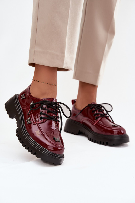 s efektem laku  boty  Z Przypinkami Artiker 57C0336 vínová