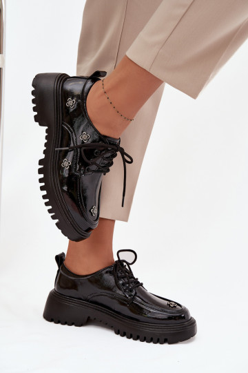 s efektem laku  boty  Z Przypinkami Artiker 57C0333 Černé