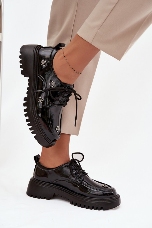 s efektem laku  boty  Z Przypinkami Artiker 57C0333 Černé