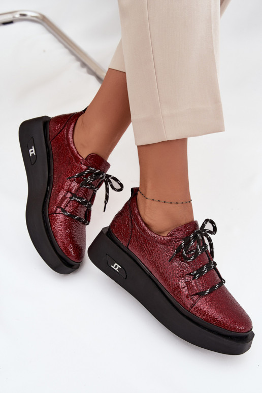 Lakované kožené tenisky  s platformou Artiker 57C2046 vínová