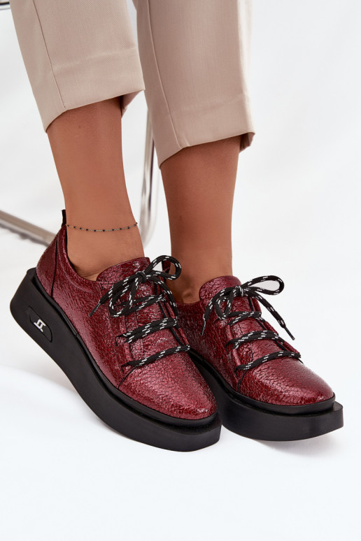 Lakované kožené tenisky  s platformou Artiker 57C2046 vínová