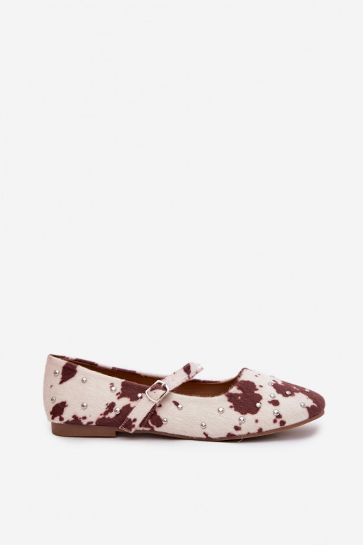 Zdobené baleríny  s popruhyŁaty Bílá-hnědá Olivisse Zdobené baleríny  s popruhyŁaty Bílá-hnědá Olivisse