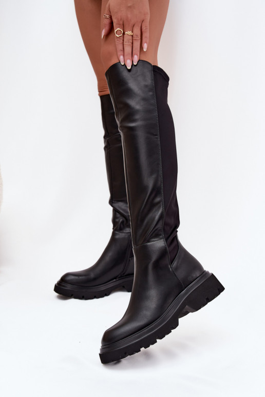 Slip-on vzor dámské dlouhé boty z ekologické kůže Černé Sylvina Slip-on vzor dámské dlouhé boty z ekologické kůže Černé Sylvina