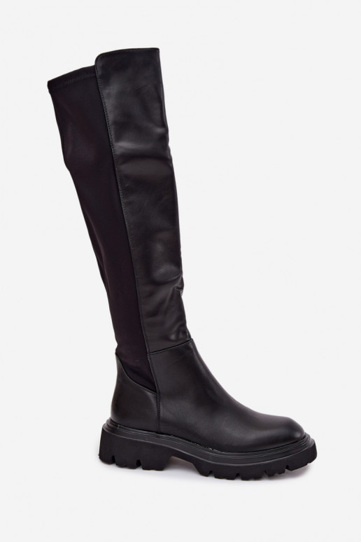 Slip-on vzor dámské dlouhé boty z ekologické kůže Černé Sylvina Slip-on vzor dámské dlouhé boty z ekologické kůže Černé Sylvina