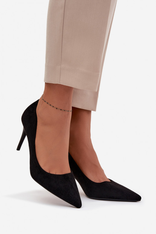 Boty na vysokém podpatku  Z z eko semišeu Černé Elvessa