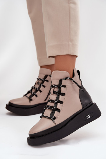 Dřeváky  s platformou zateplené Artiker 55C0884 béžové 2