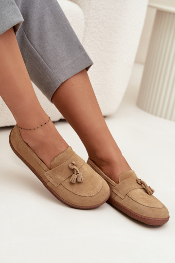 Semišové mokasíny Typu Barefoot Zazoo 322 béžové