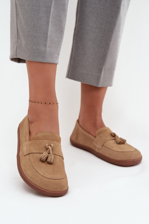 Semišové mokasíny Typu Barefoot Zazoo 322 béžové  Semišové mokasíny Typu Barefoot Zazoo 322 béžové