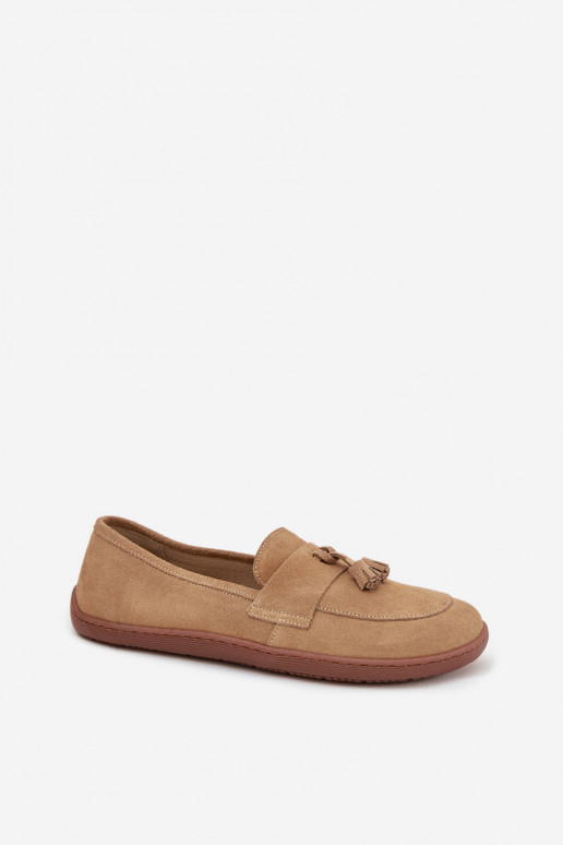 Semišové mokasíny Typu Barefoot Zazoo 322 béžové  Semišové mokasíny Typu Barefoot Zazoo 322 béžové
