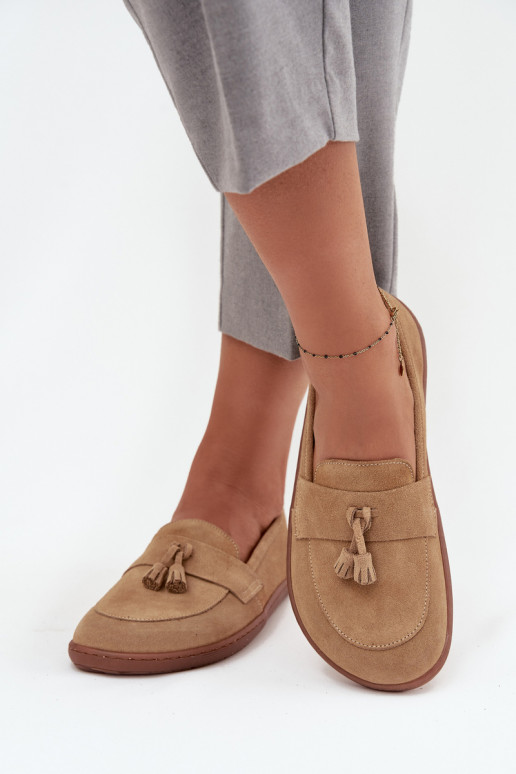 Semišové mokasíny Typu Barefoot Zazoo 322 béžové  Semišové mokasíny Typu Barefoot Zazoo 322 béžové
