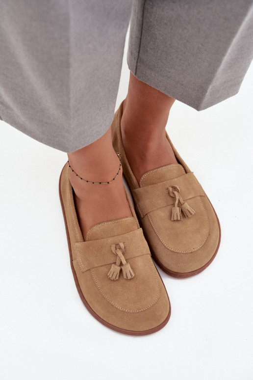 Semišové mokasíny Typu Barefoot Zazoo 322 béžové  Semišové mokasíny Typu Barefoot Zazoo 322 béžové