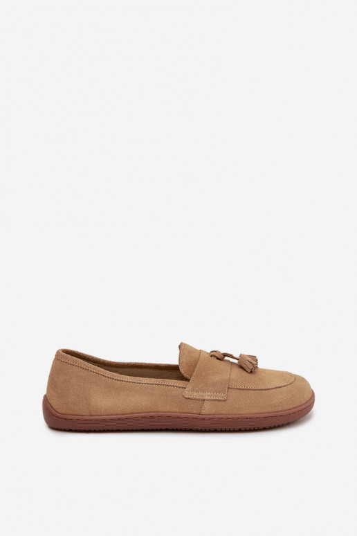 Semišové mokasíny Typu Barefoot Zazoo 322 béžové  Semišové mokasíny Typu Barefoot Zazoo 322 béžové