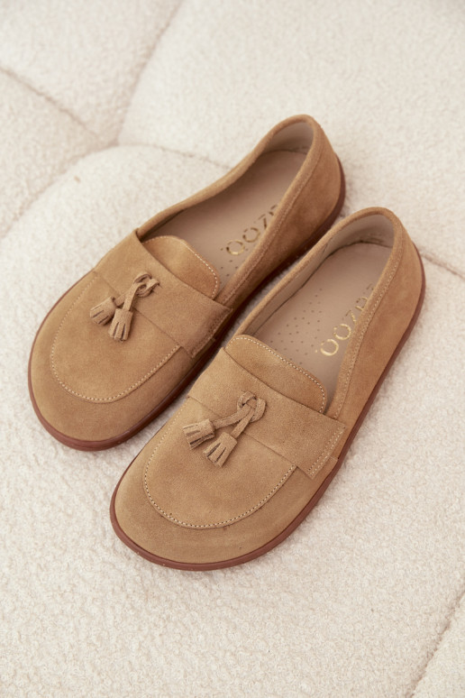Semišové mokasíny Typu Barefoot Zazoo 322 béžové  Semišové mokasíny Typu Barefoot Zazoo 322 béžové