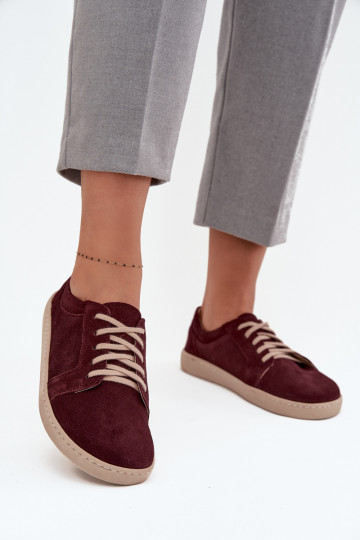 ležérní boty Typu Barefoot Z Naturalnego Zamszu Zazoo 314 vínová 2