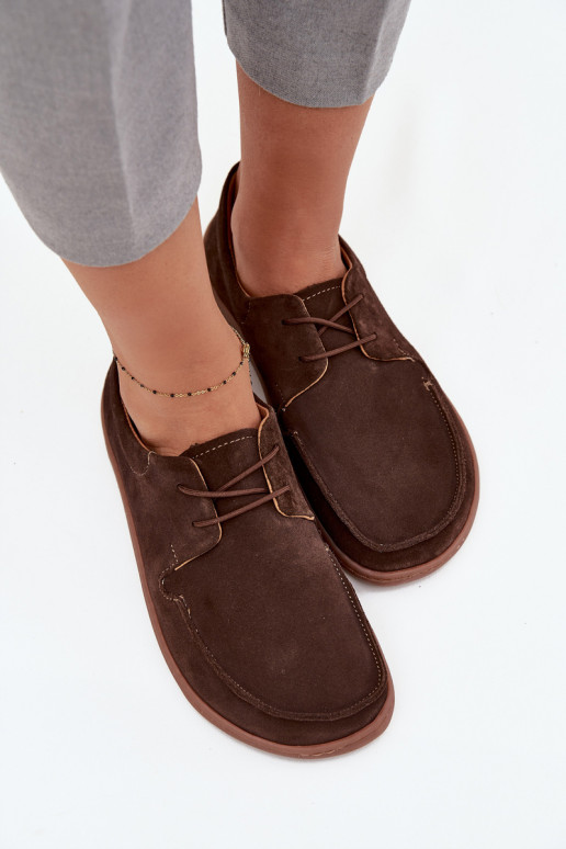 boty  Typu Barefoot Z Naturalnego Zamszu Zazoo 327 Czekoladowe