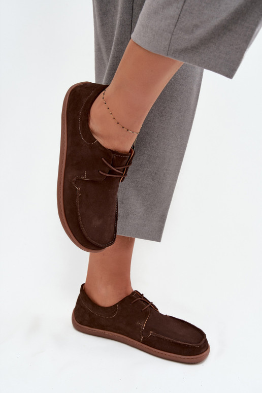 boty  Typu Barefoot Z Naturalnego Zamszu Zazoo 327 Czekoladowe