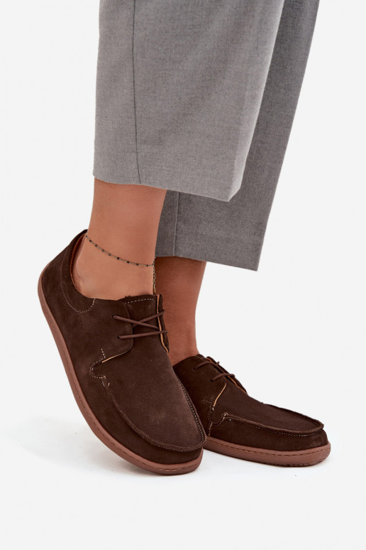 boty  Typu Barefoot Z Naturalnego Zamszu Zazoo 327 Czekoladowe