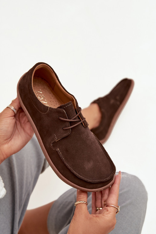 boty  Typu Barefoot Z Naturalnego Zamszu Zazoo 327 Czekoladowe