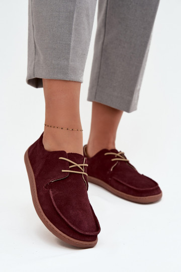boty  Typu Barefoot Z Naturalnego Zamszu Zazoo 327 vínová 2