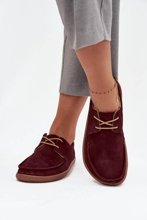 boty  Typu Barefoot Z Naturalnego Zamszu Zazoo 327 vínová