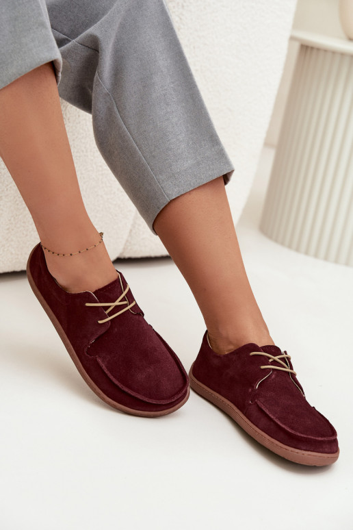 boty  Typu Barefoot Z Naturalnego Zamszu Zazoo 327 vínová