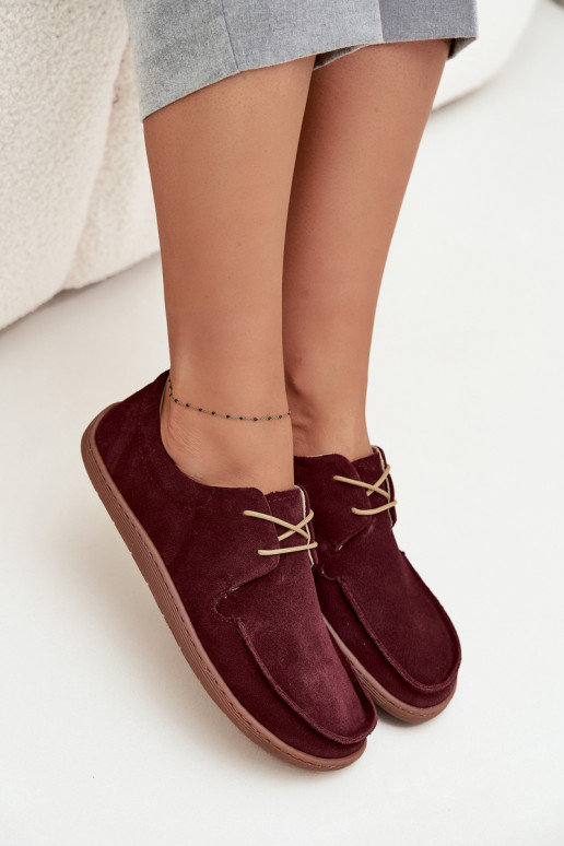 boty  Typu Barefoot Z Naturalnego Zamszu Zazoo 327 vínová