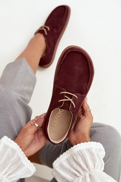 boty  Typu Barefoot Z Naturalnego Zamszu Zazoo 327 vínová