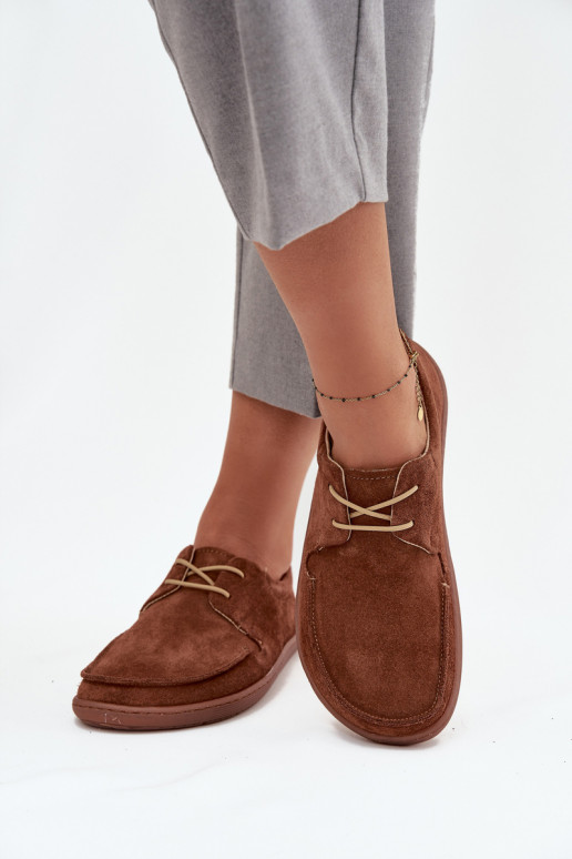 boty  Typu Barefoot Z Naturalnego Zamszu Zazoo 327 hnědá