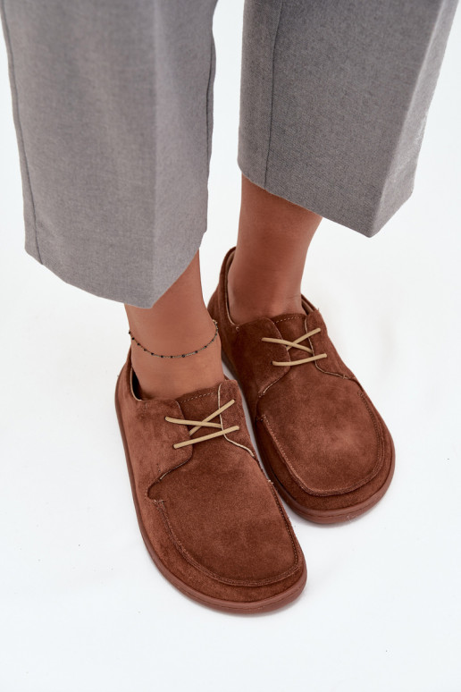 boty  Typu Barefoot Z Naturalnego Zamszu Zazoo 327 hnědá