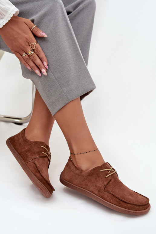 boty  Typu Barefoot Z Naturalnego Zamszu Zazoo 327 hnědá