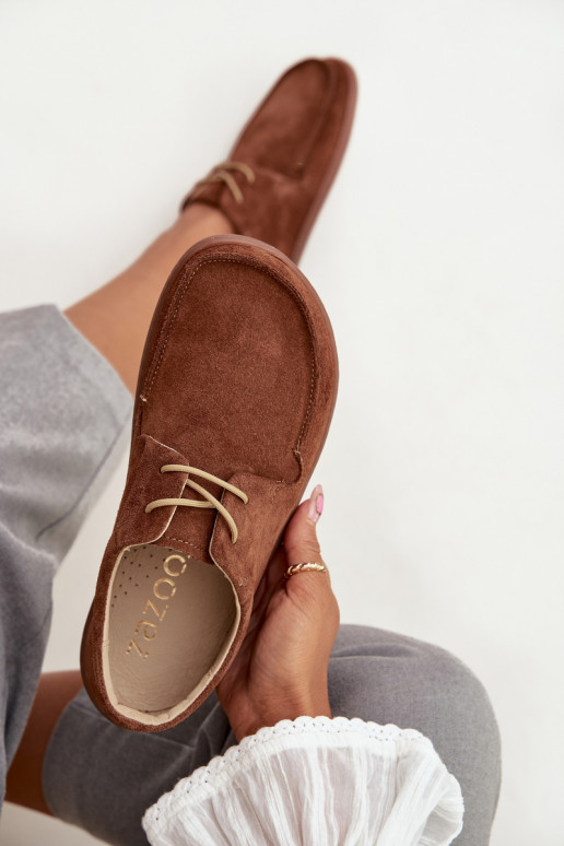 boty  Typu Barefoot Z Naturalnego Zamszu Zazoo 327 hnědá