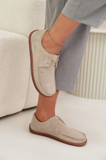 boty  Typu Barefoot Z Naturalnego Zamszu Zazoo 327 slonová kost