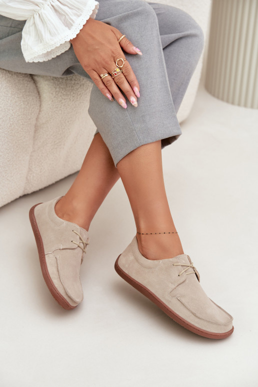 boty  Typu Barefoot Z Naturalnego Zamszu Zazoo 327 slonová kost