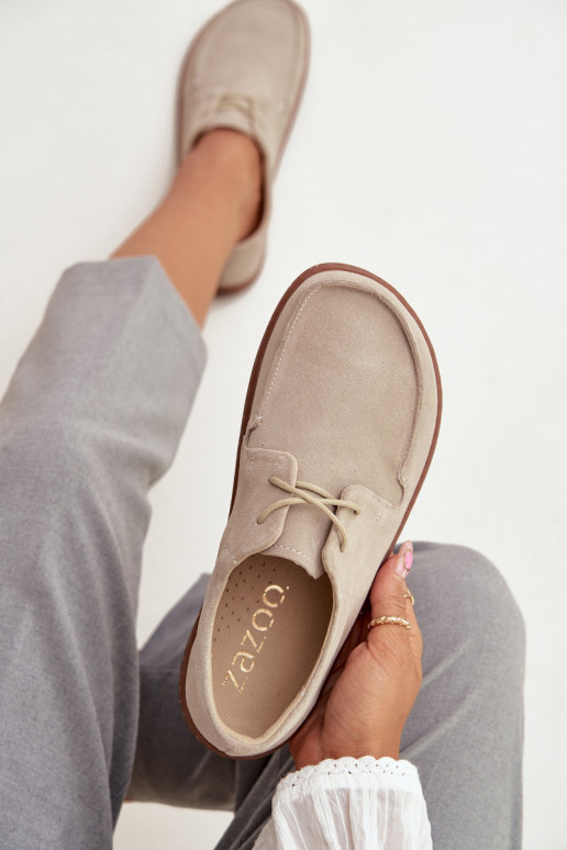 boty  Typu Barefoot Z Naturalnego Zamszu Zazoo 327 slonová kost