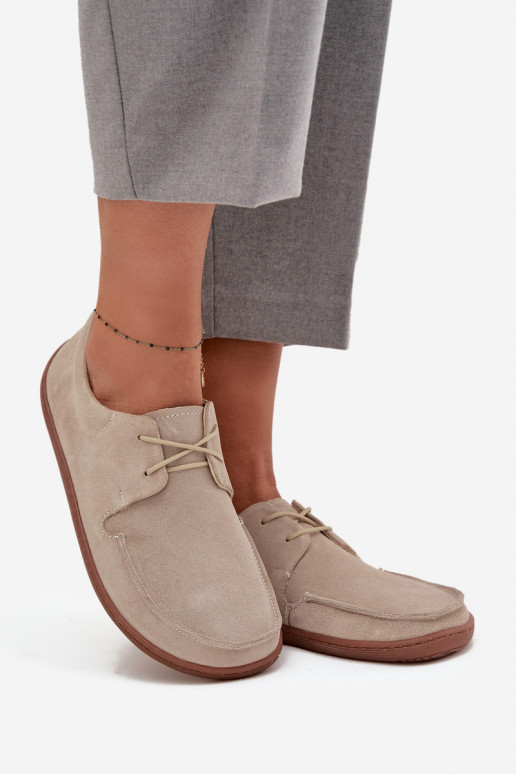 boty  Typu Barefoot Z Naturalnego Zamszu Zazoo 327 slonová kost