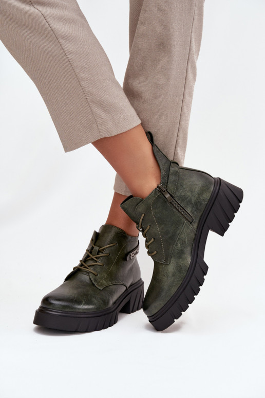  zateplené Dámské podpatky  se zdobenými podpatky khaki Therisse