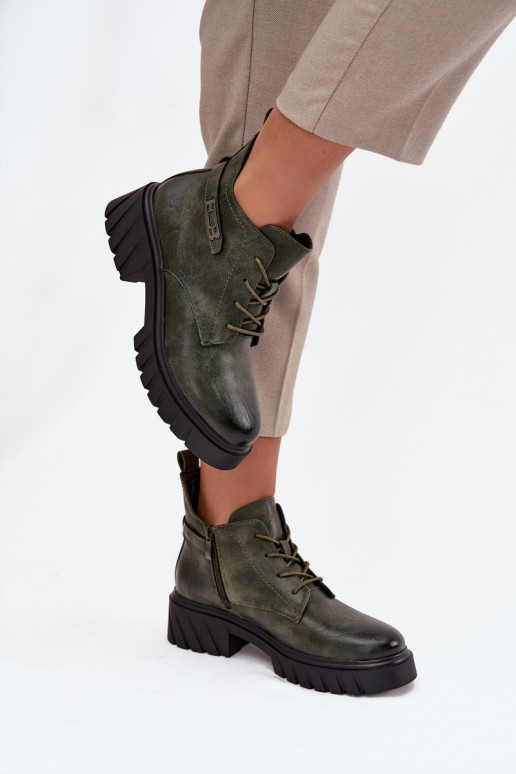  zateplené Dámské podpatky  se zdobenými podpatky khaki Therisse