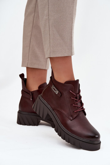 zateplené Dámské podpatky  se zdobenými podpatky vínová Therisse 2