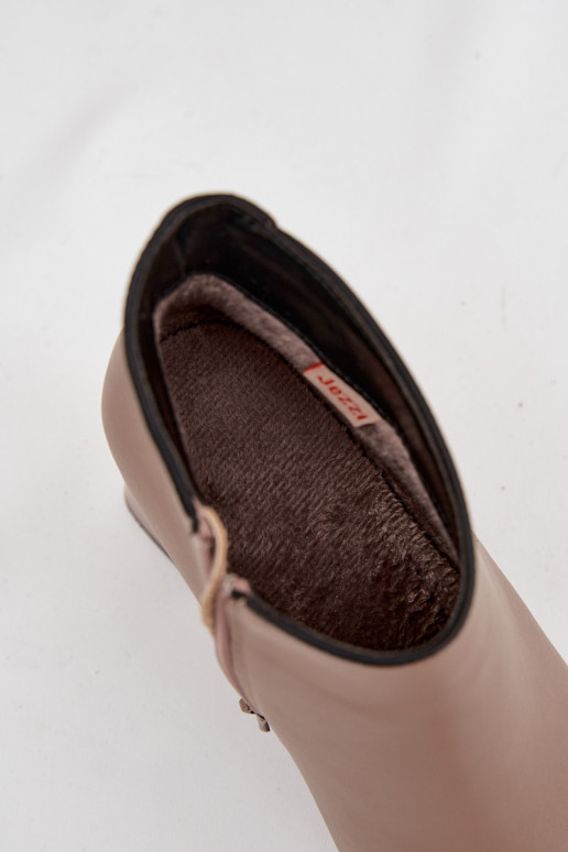 Dřeváky zateplené s podpatky béžové Ivessara